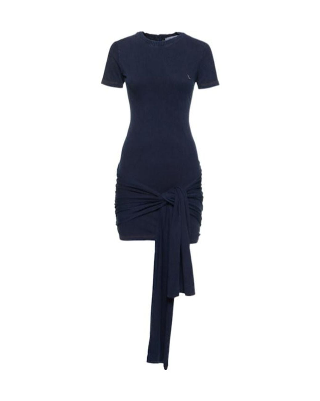 GIUSEPPE DI MORABITO Blue Knitted Ruffled Mini Dress