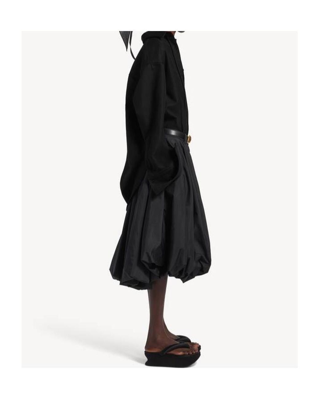 Balenciaga Black Cotton Elongated Hem Shirt