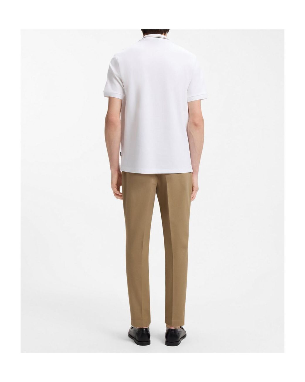 Boss White Tipped Collar Buttoned Polo Shirt for men