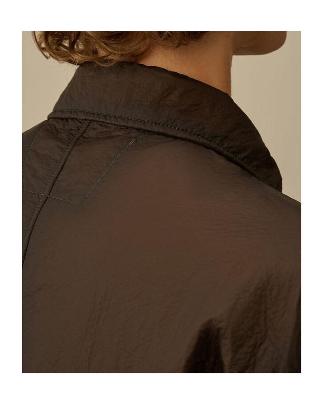 C P Company Brown Feltro Bi-Film Short Jacket for men
