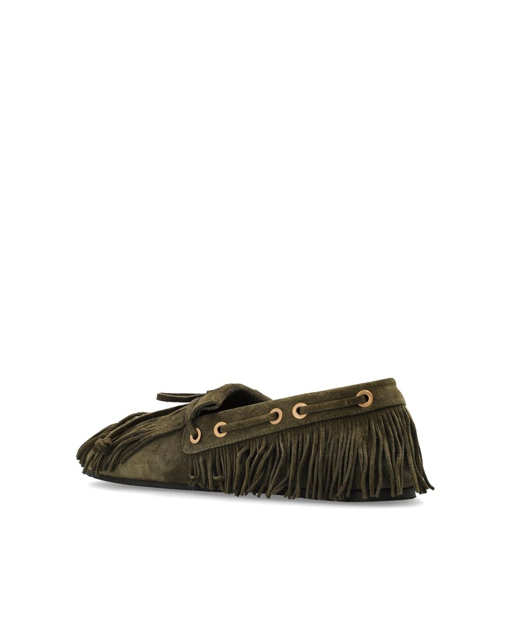 Etro Green Fringed Moccasin Flat Shoes