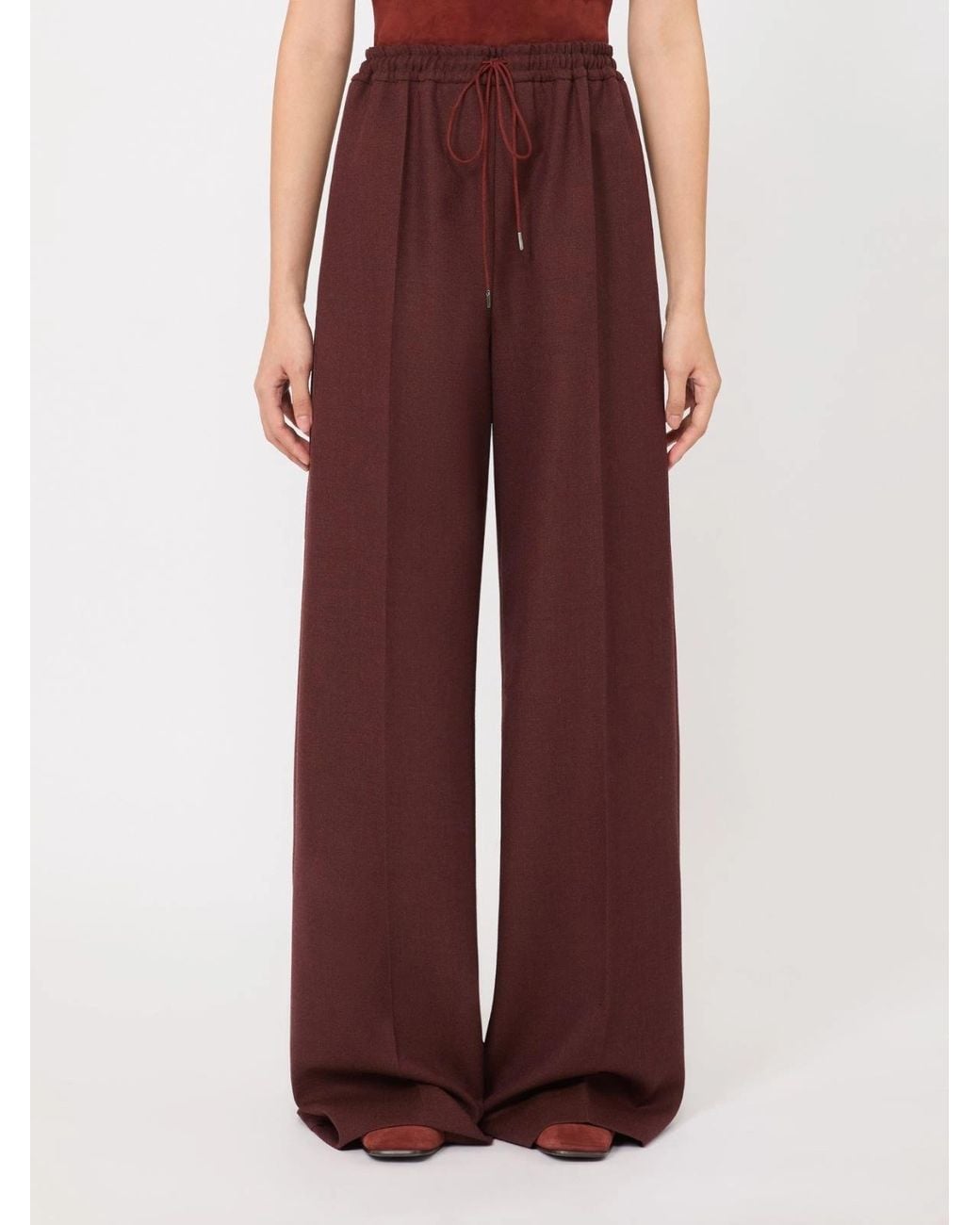 Max Mara Purple Slalom Drawstring Wide-Leg Pants