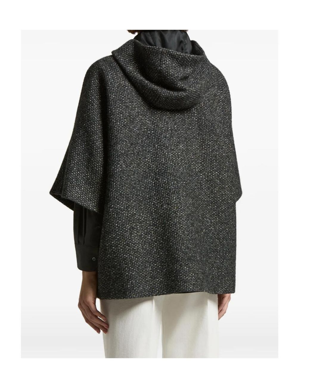 Peserico Gray Hooded Zip-Up Cape