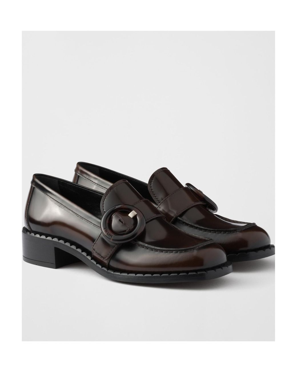 Prada Black Logo-Engraved Buckled Loafers