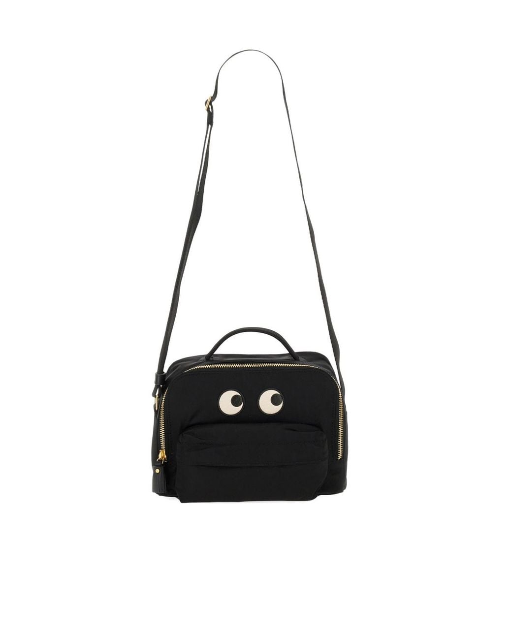 Anya Hindmarch Black Eyes Patch Zipped Shoulder Bag