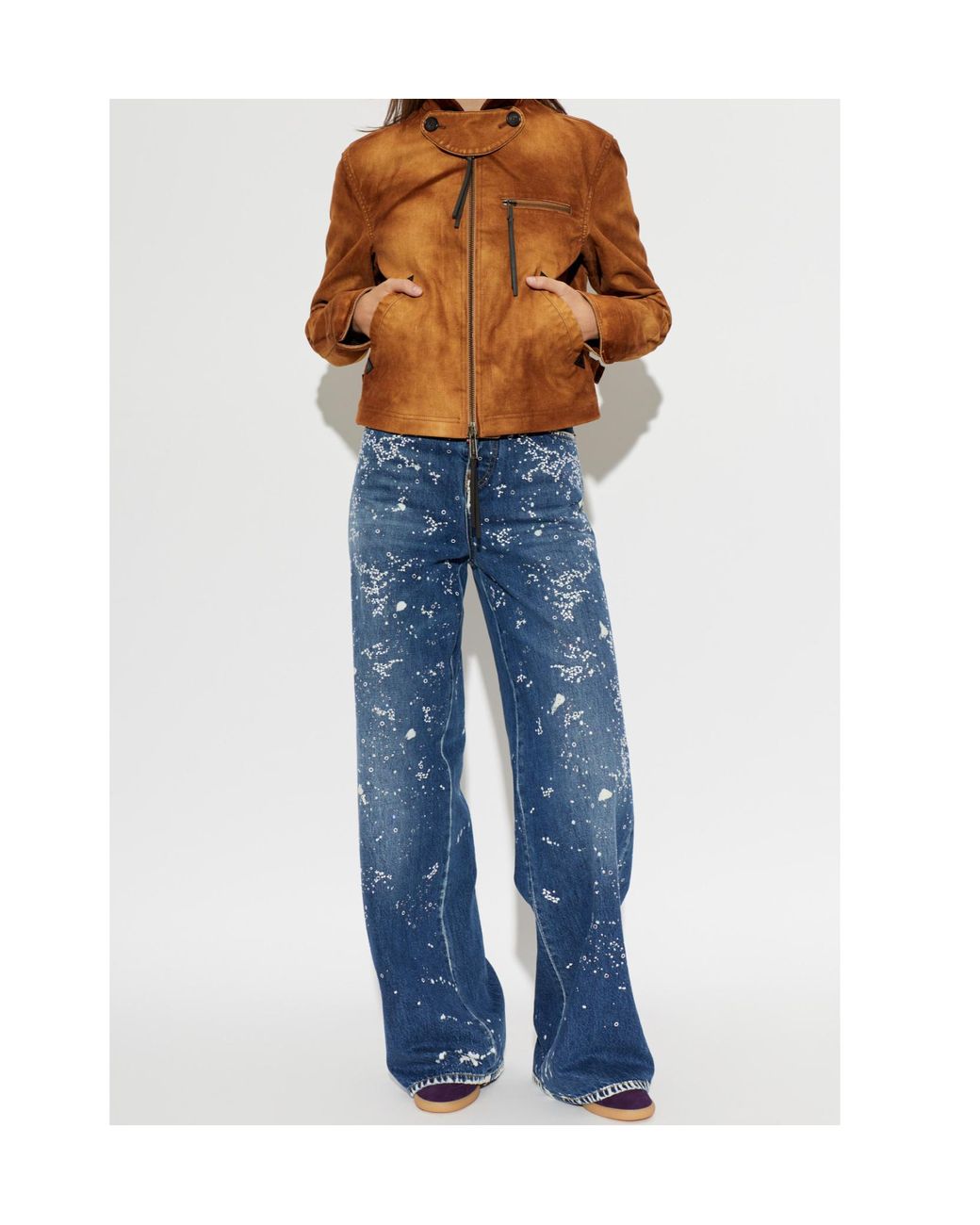 DSquared² Blue Paint-Splatter Baggy Jeans