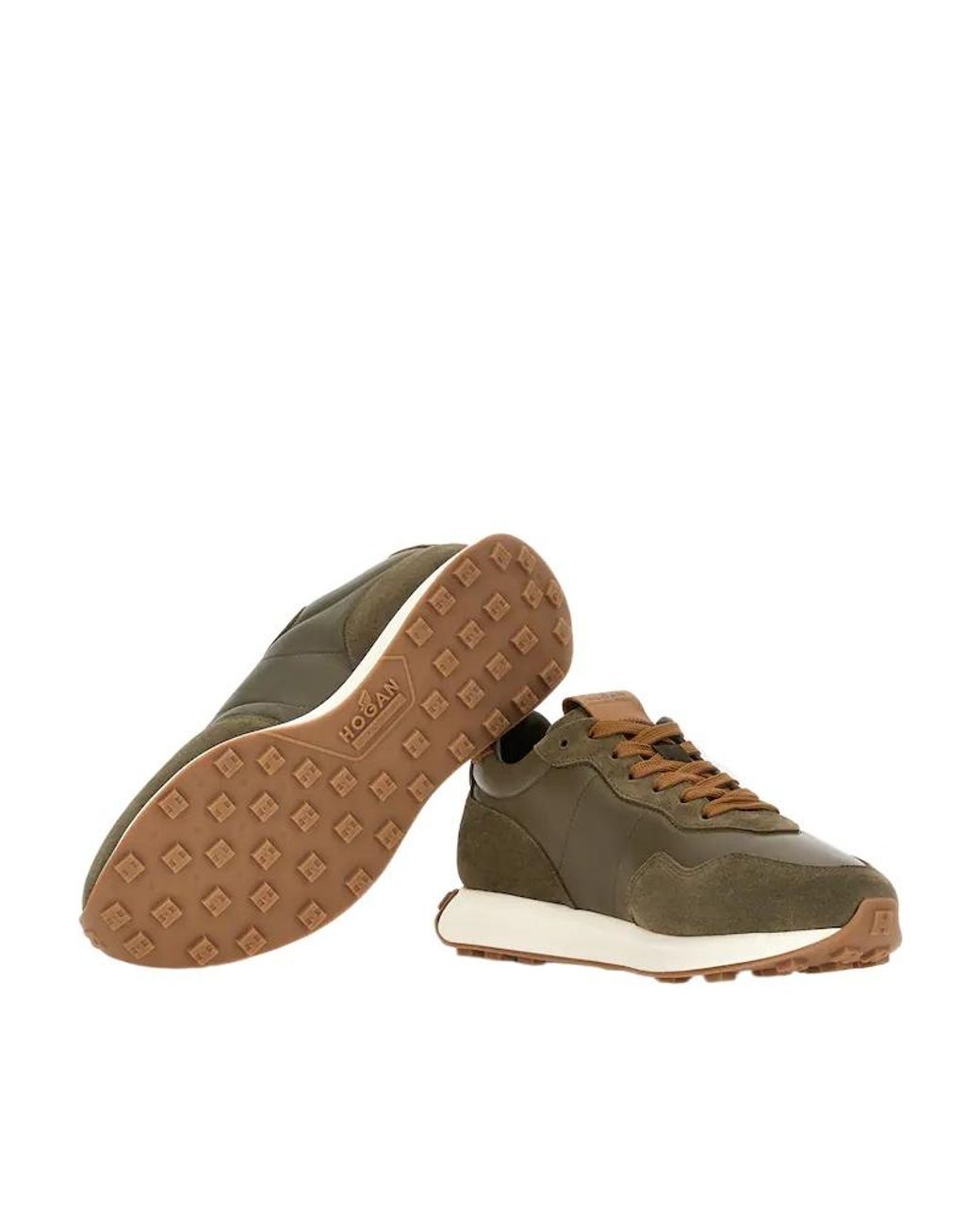 Hogan Brown H601 Appliqué-Detail Panelled Sneakers for men