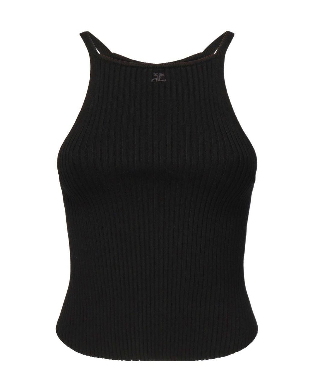 Courreges Black Ribbed Knit Top