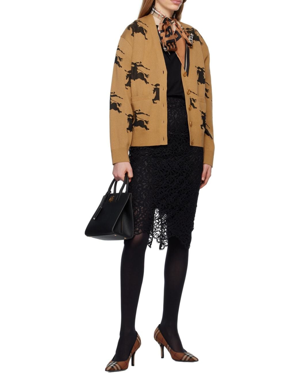 Burberry Brown Ekd Jacquard V-Neck Cardigan