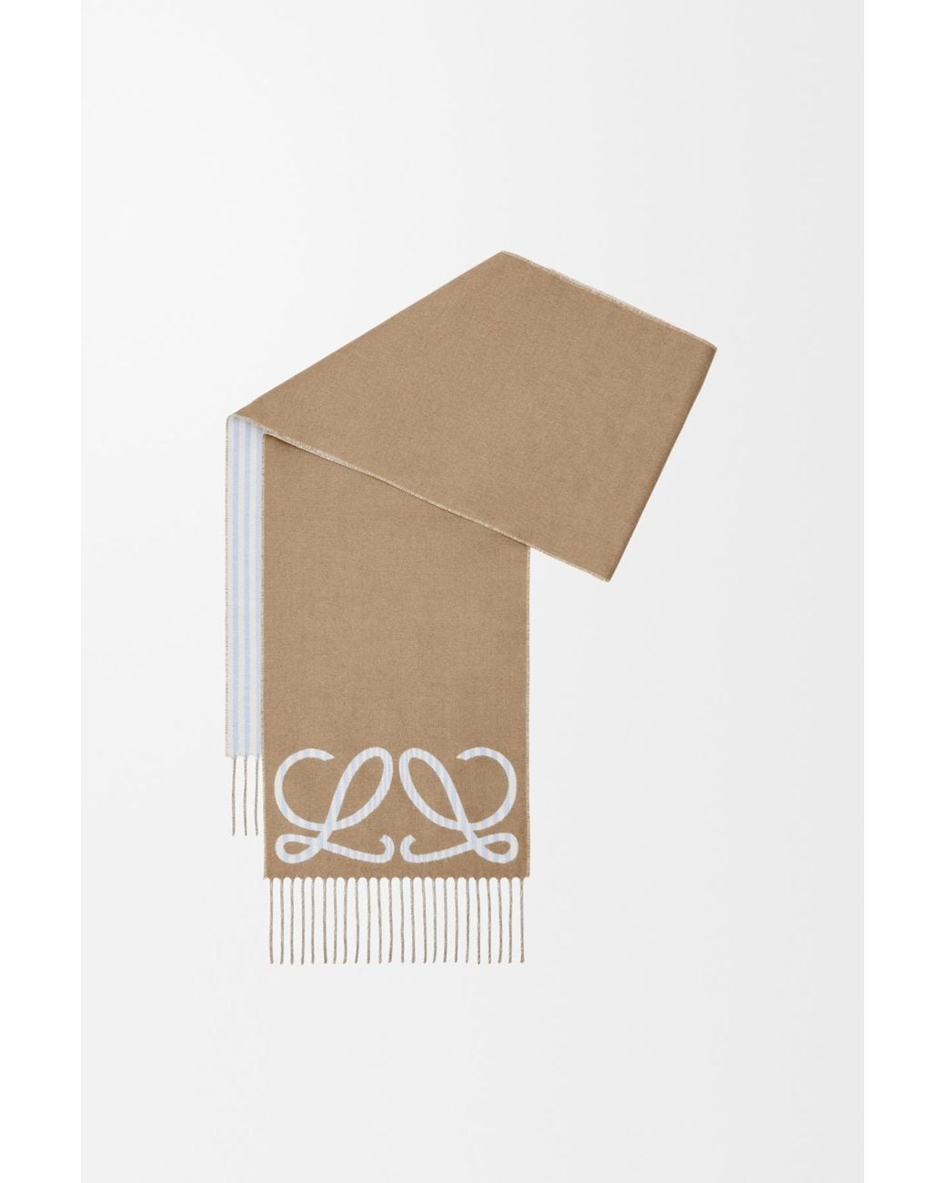 Loewe White Anagram Fringed Edge Scarf for men