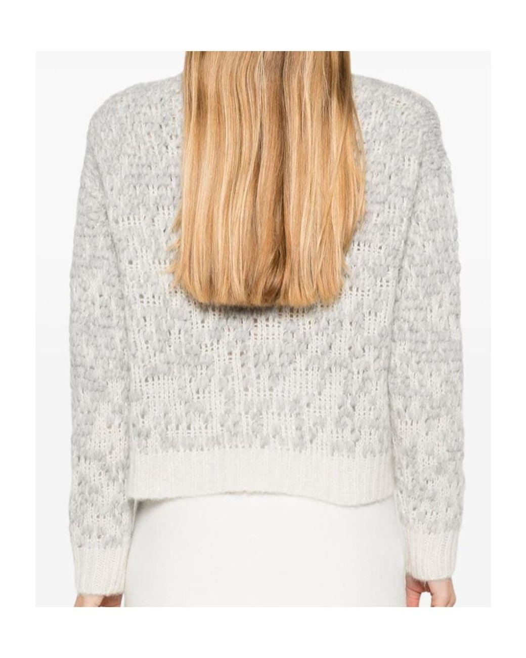 Peserico White Patterned-Jacquard Lurex-Detail Sweater