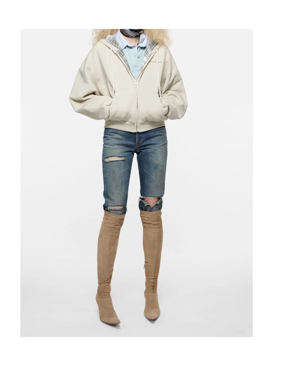 Acne Natural Fleece Hoodie With Logo