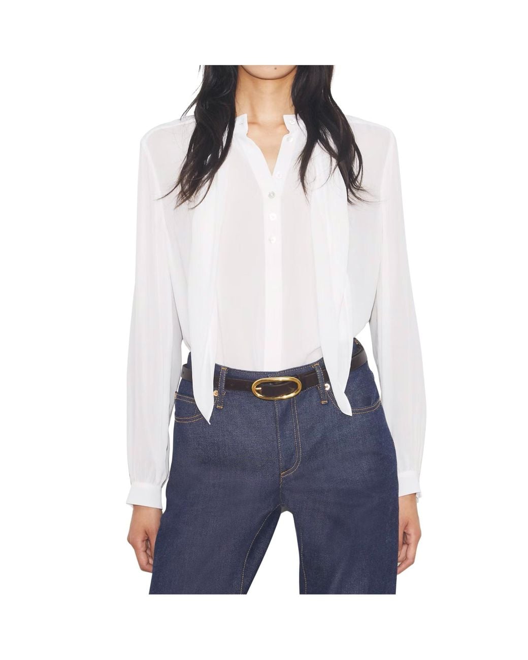 Tory Burch White Georgette Bow Blouse