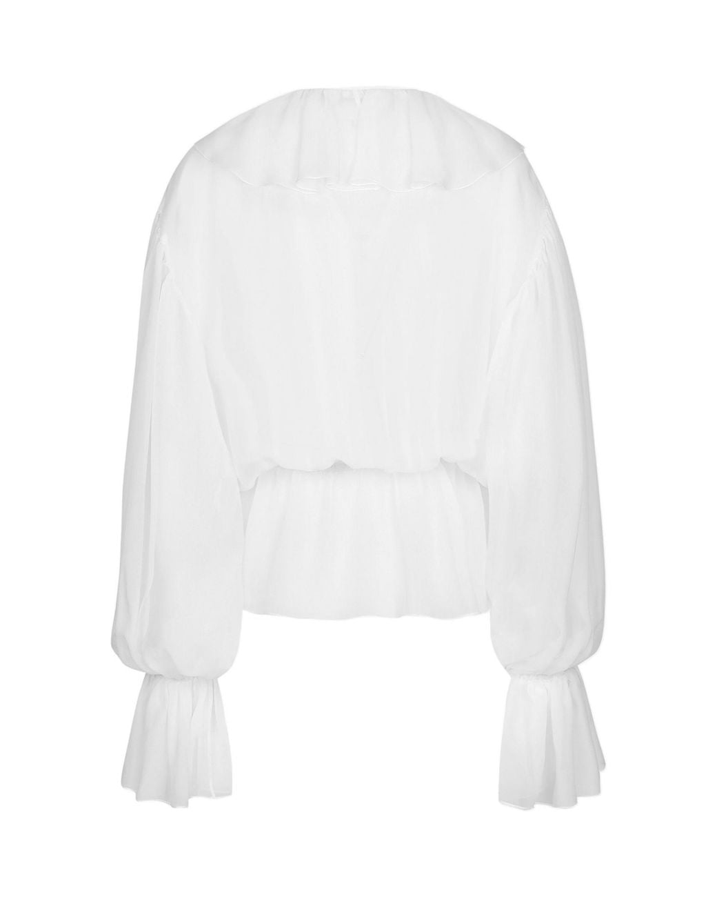 Dolce & Gabbana White Ruffle Detailed Chiffon Blouse