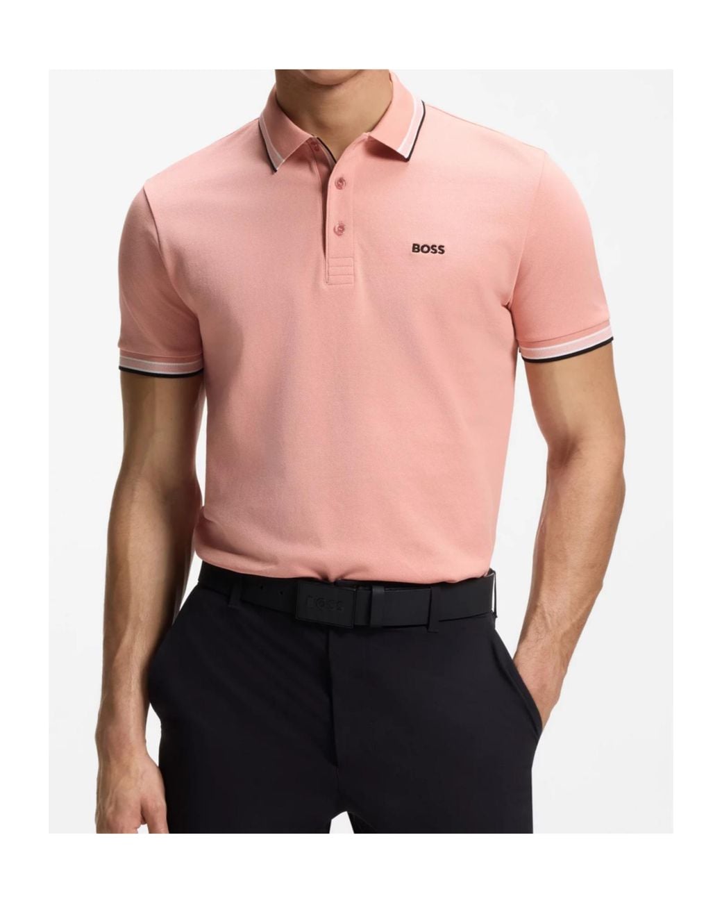 Boss Pink Boss Logo Embroidered Short-Sleeved Polo Shirt for men