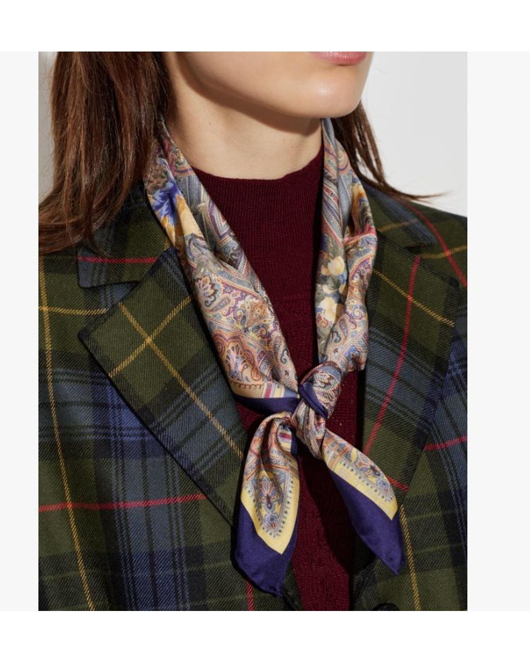 Etro Gray Paisley Floral Square Scarf