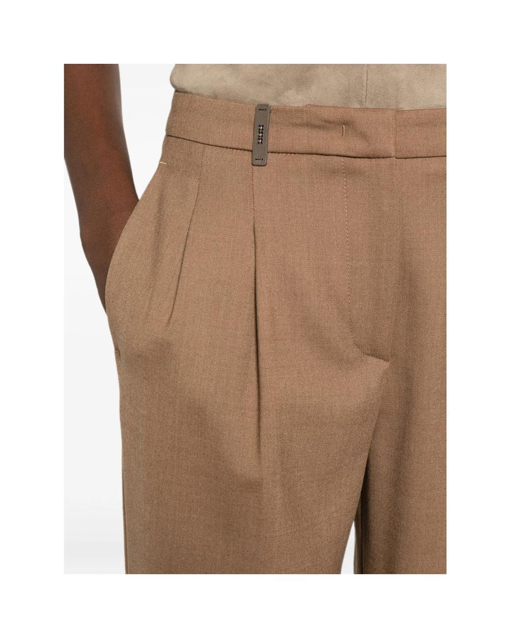 Peserico Brown Pleated Straight-Leg Trousers