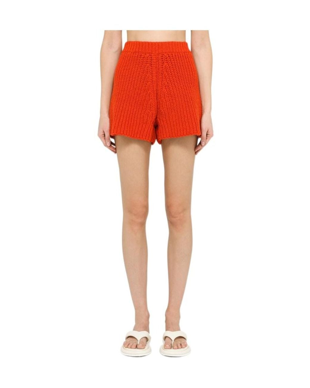 Alanui Orange Chunky-Knit Shorts