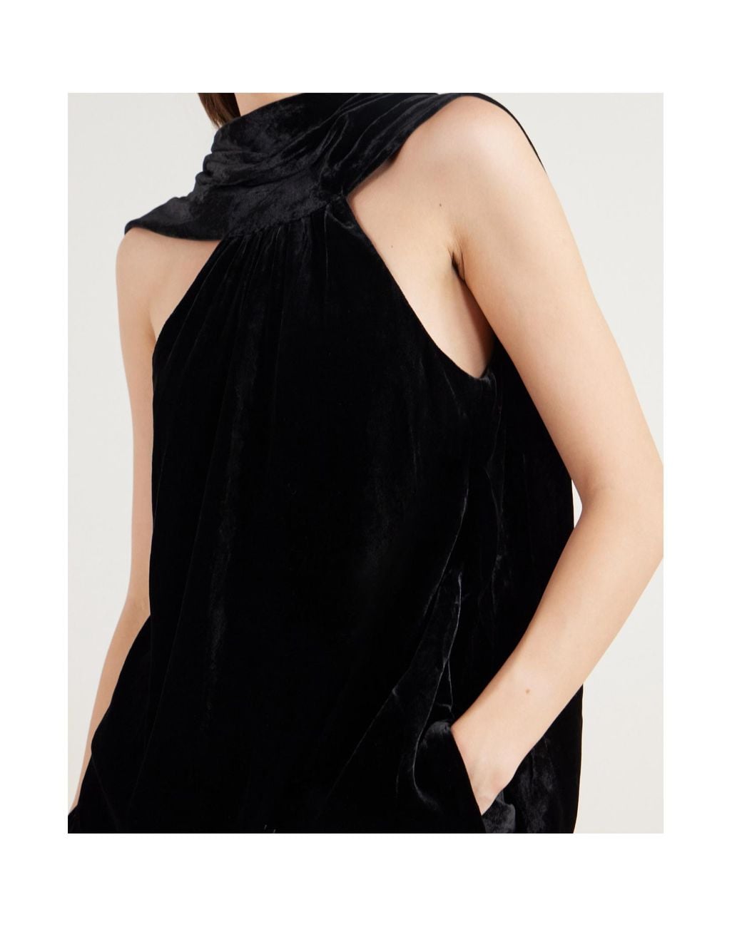 Jonathan Simkhai Black Scarlett Velvet Top