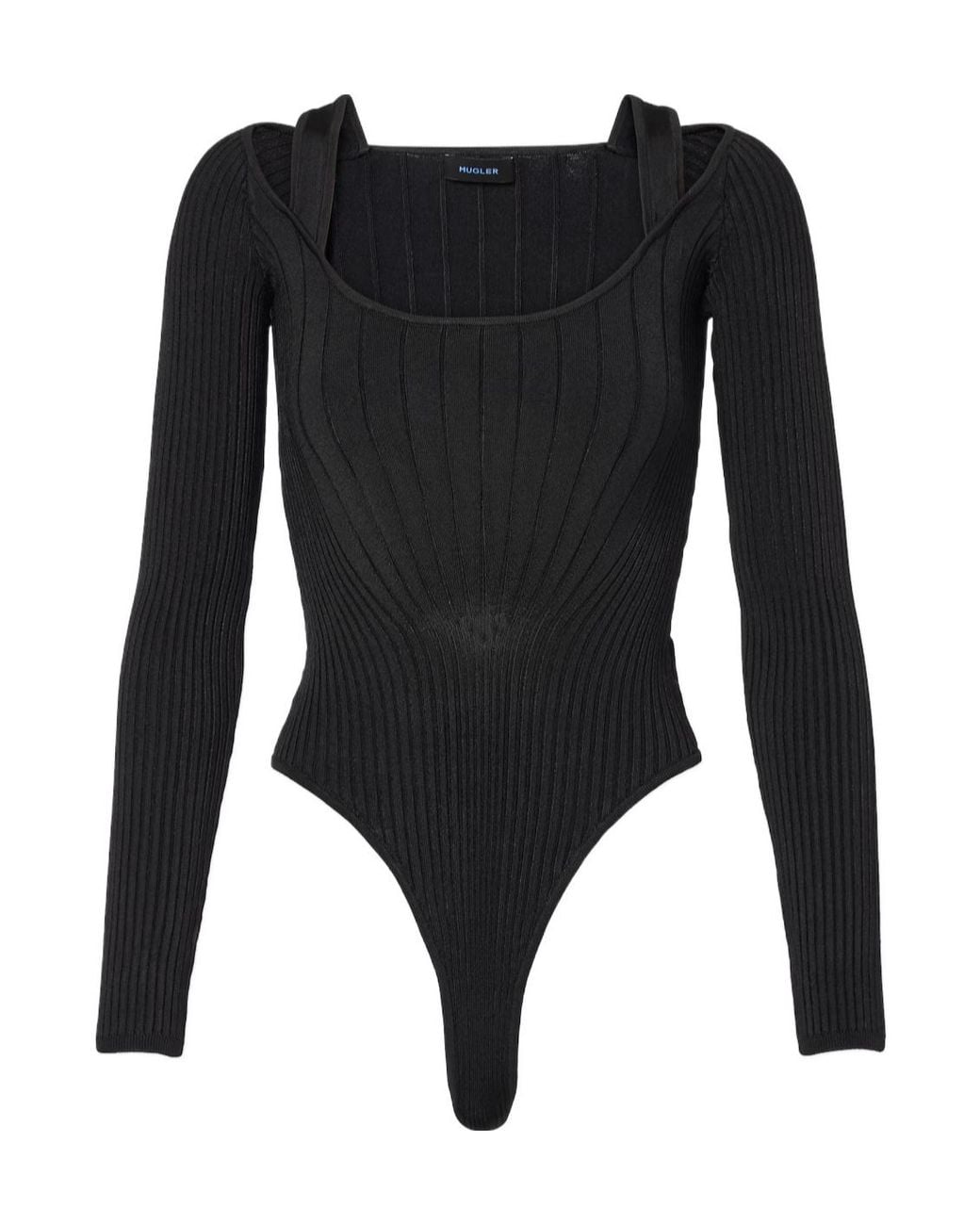 Mugler Black Long Sleeve Knitted Jumpsuit