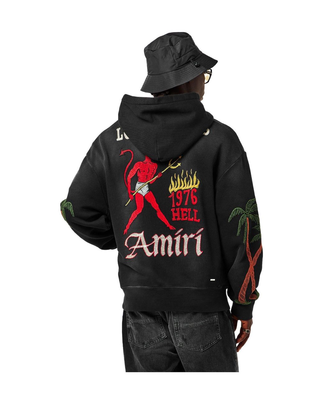 Amiri Black Over-The-Head Hoodie for men