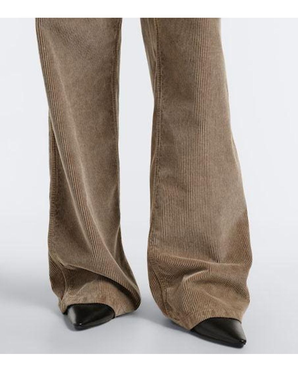 The Row Gray Adler Cotton Corduroy Wide-Leg Pants