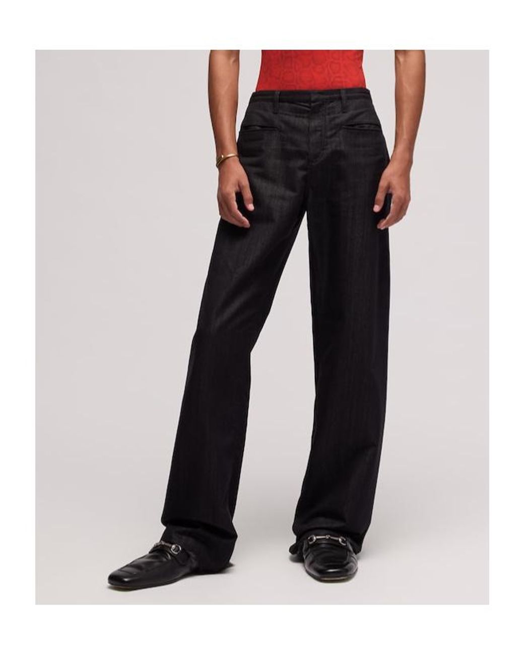 Gucci Black Loose Fit Cotton Blend Denim Pants for men