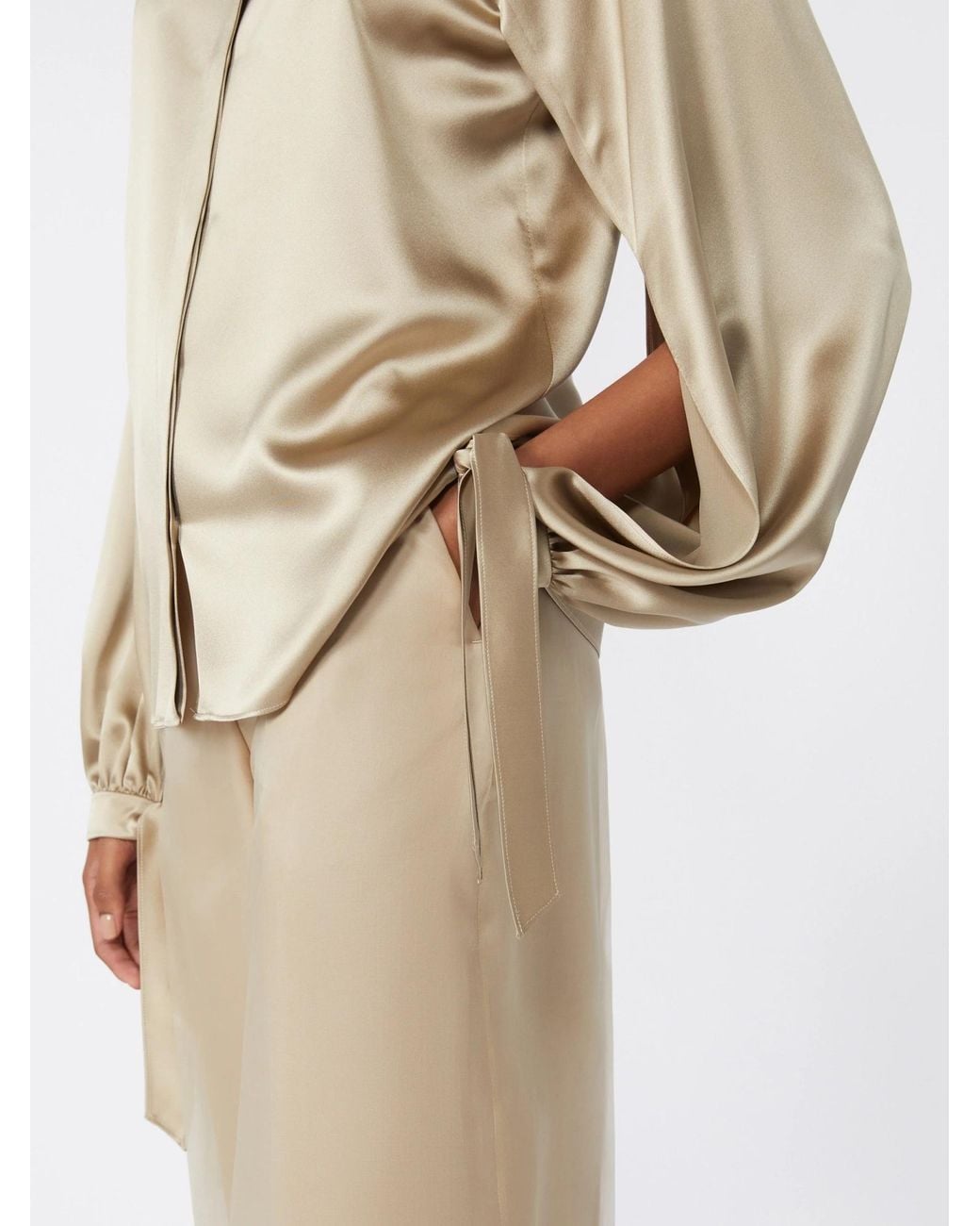 Max Mara Natural Mxealare Long-Sleeved Satin Shirt