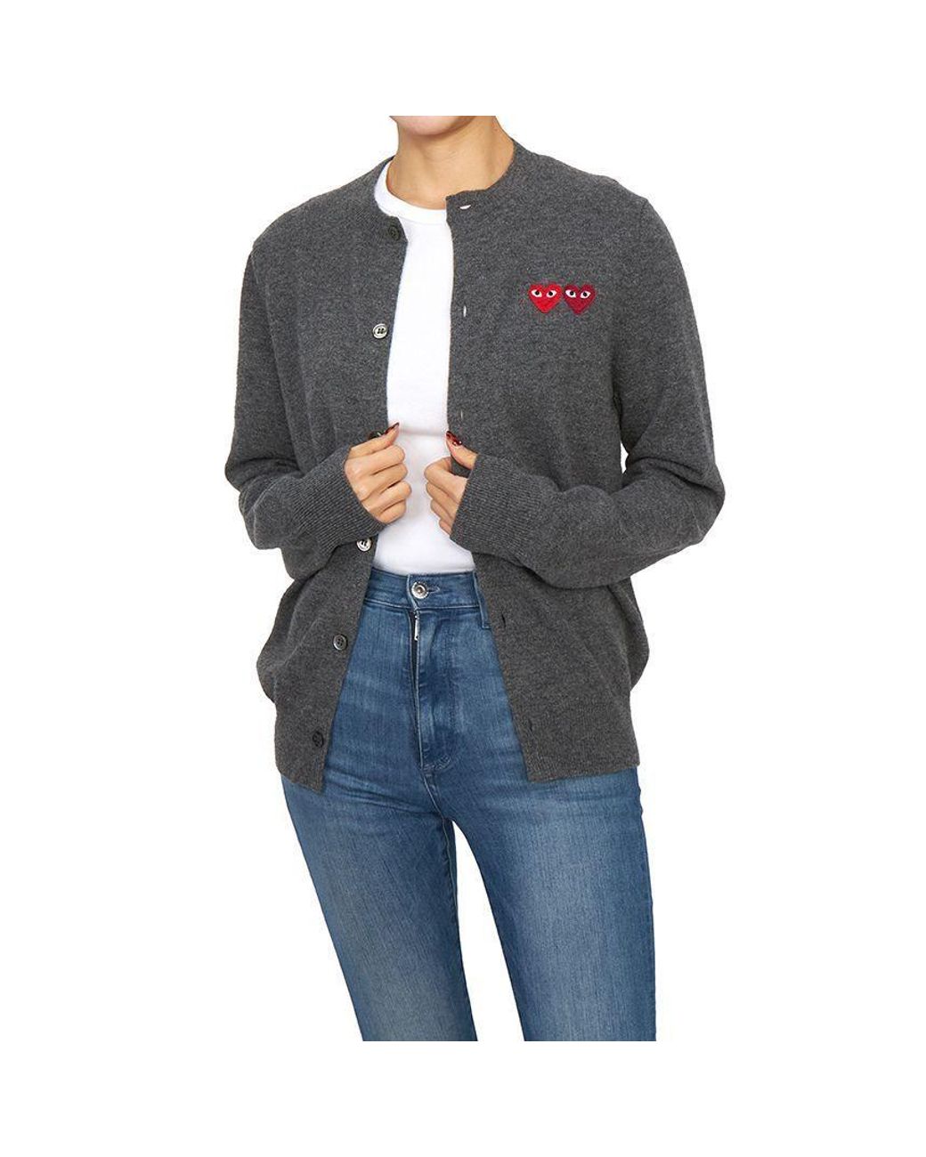 COMME DES GARÇONS PLAY Gray Comme Des Garçons Play Crewneck Knitted Cardigan for men