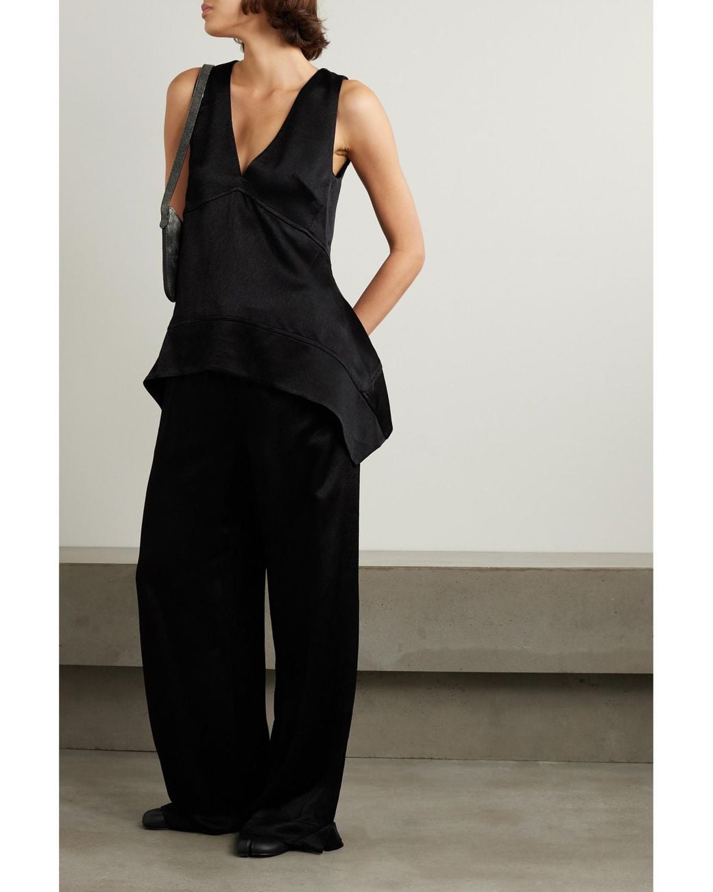 Proenza Schouler Black Liz Satin-Crepe Top