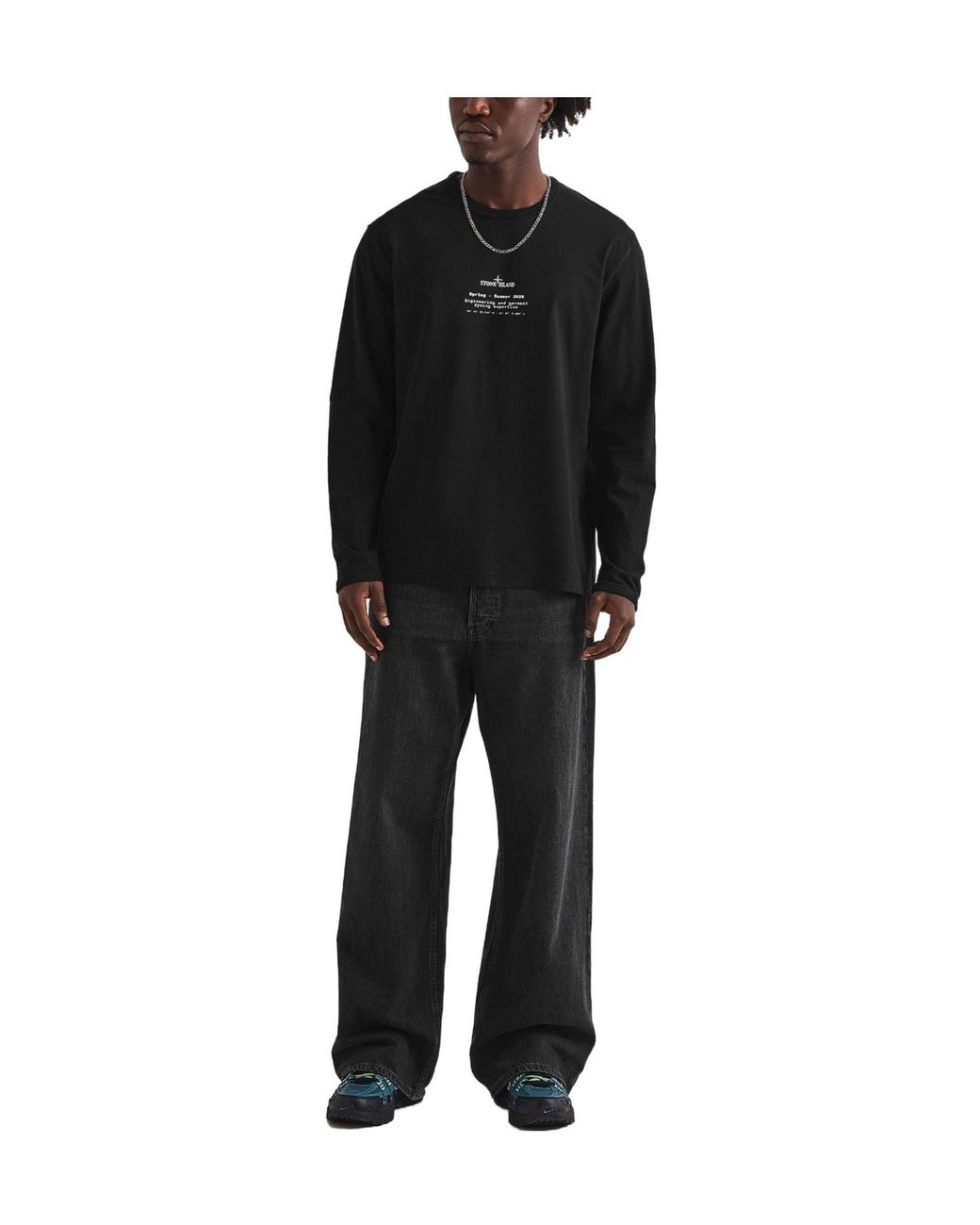 Stone Island Black Crew-Neck Long-Sleeve T-Shirt for men