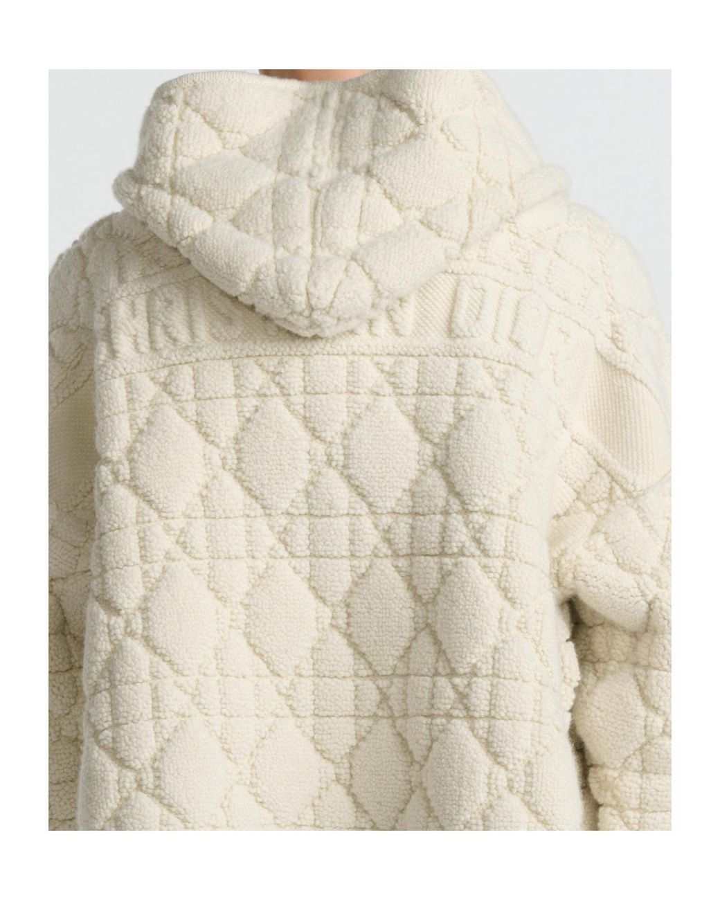Dior White Cannage Zipped Cardigan With Hood