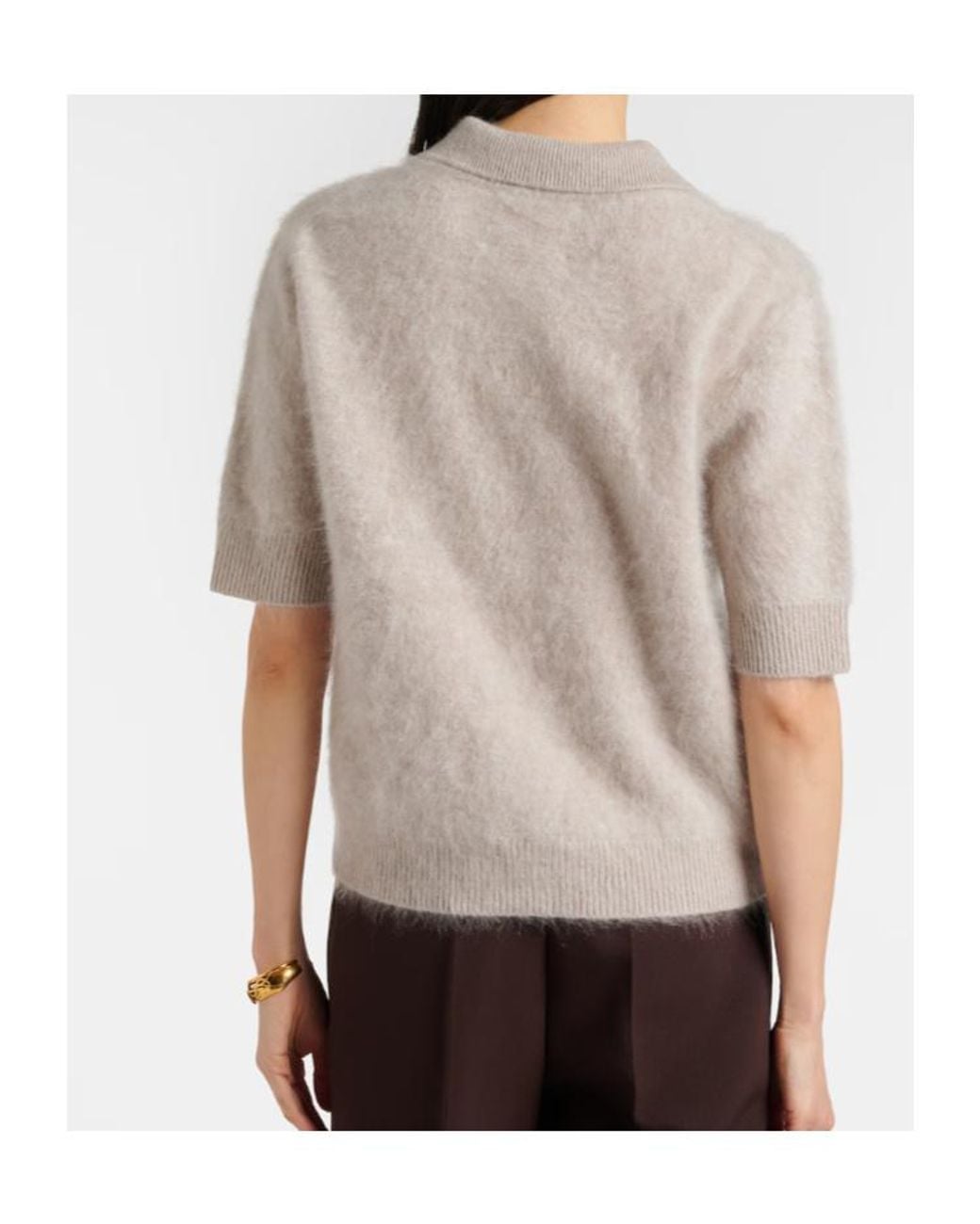 Lisa Yang White Carolyn Cashmere Polo Sweater