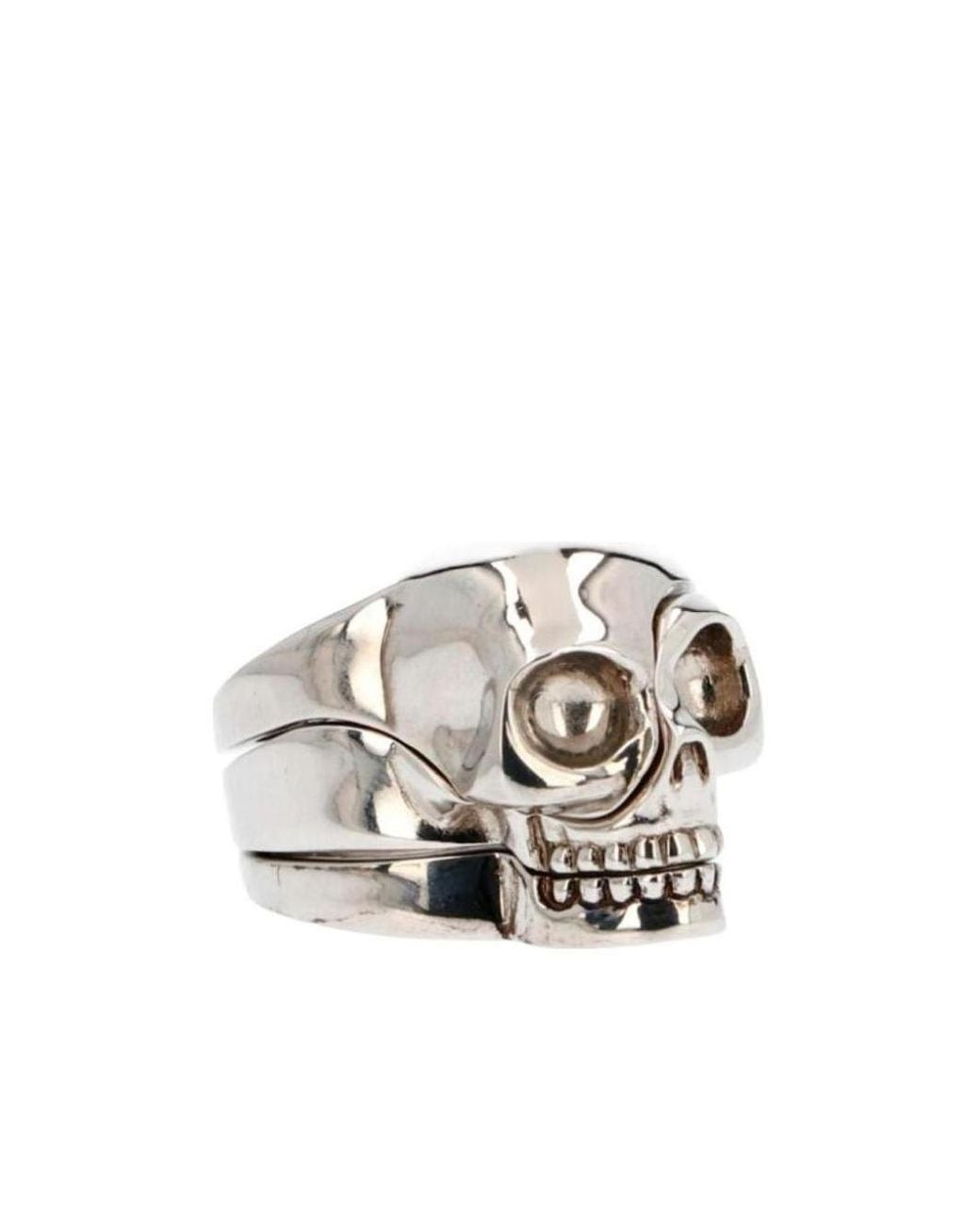McQueen White Divided Skull Ring for men