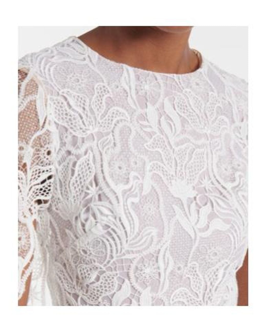 Oscar de la Renta White Floral Lace Cocktail Dress