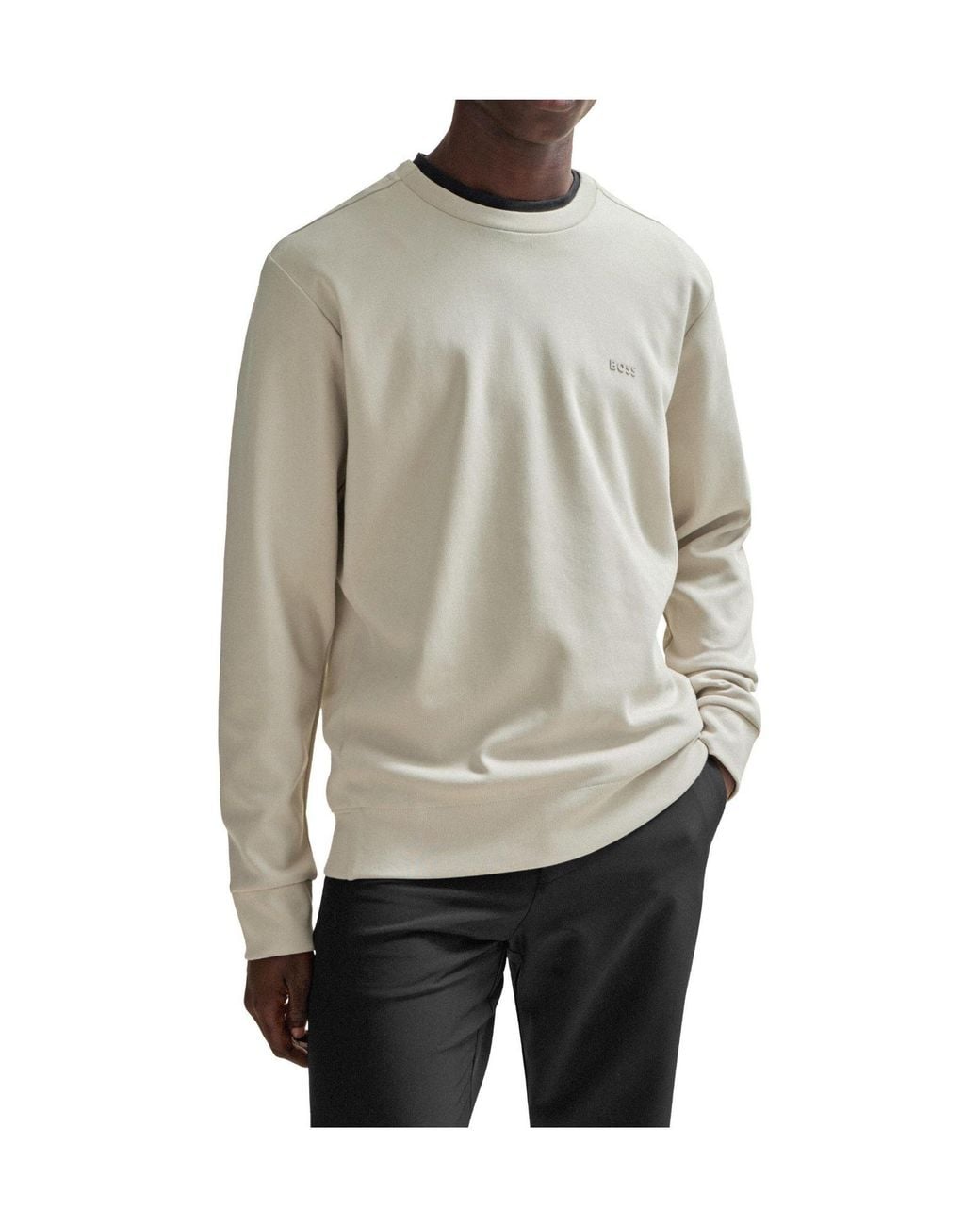 Boss White Crewneck Sweatshirt for men