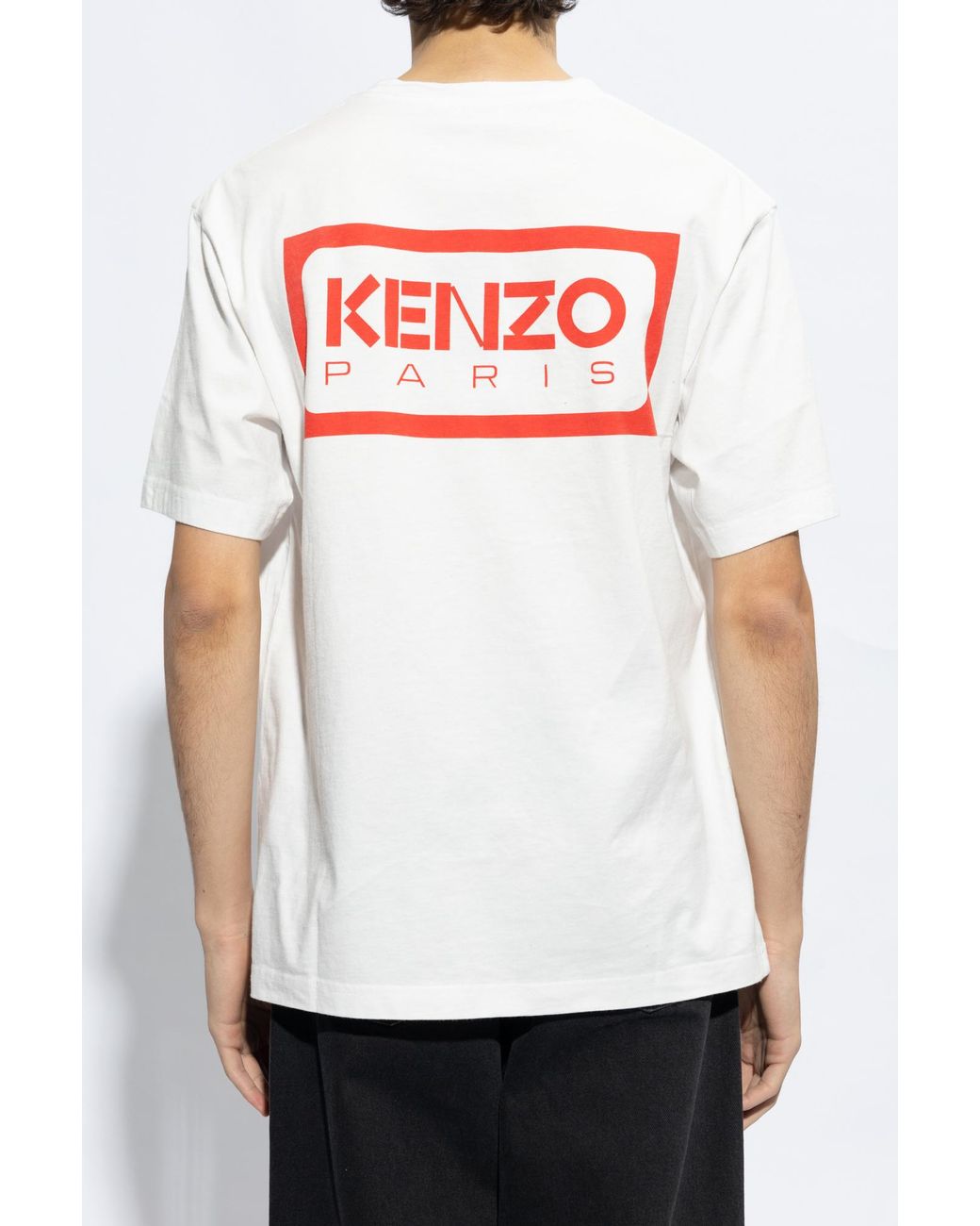KENZO White Logo Embroidered Crewneck T-Shirt for men