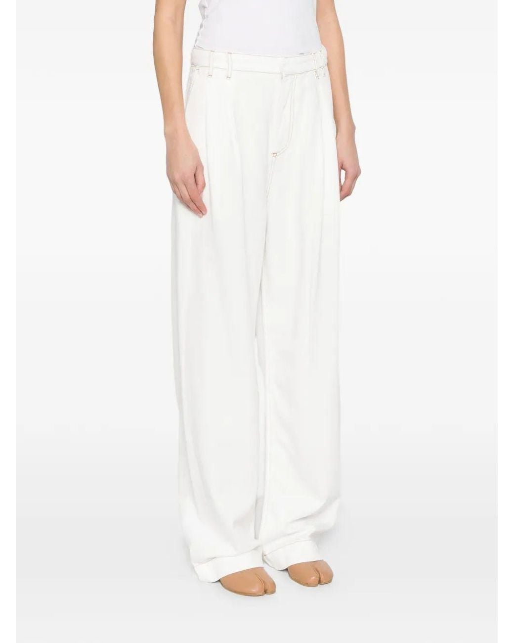 DARKPARK White Contrast Stitch Trousers