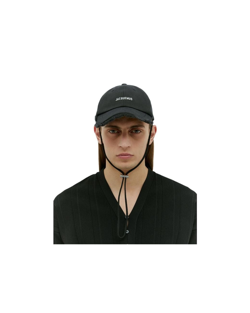 Jacquemus Black Logo Distressed-Trim Cap for men