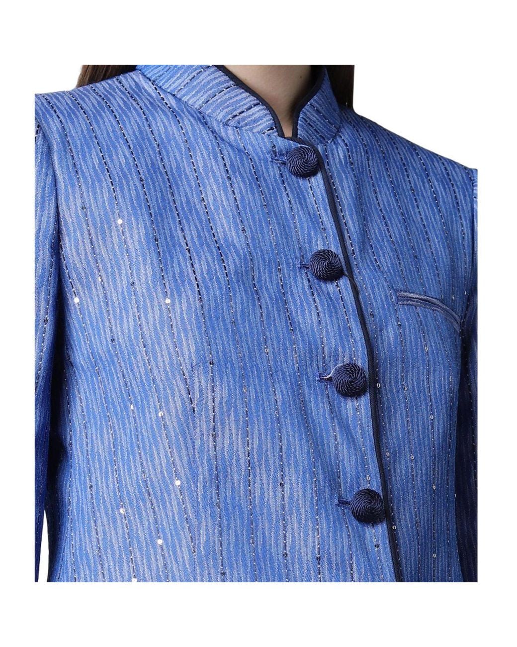 Emporio Armani Blue Single-Breasted Suit Jacket