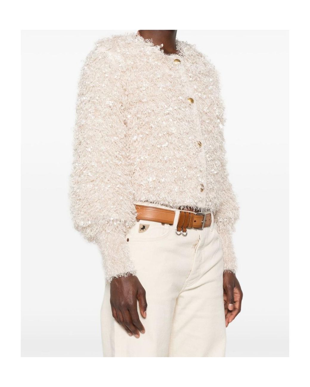 Twinset Natural Sequined Knitted Jacket