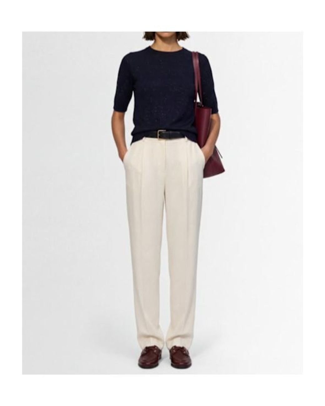 Fabiana Filippi White Double-Pleated Viscose And Linen Blend Wide-Leg Pants