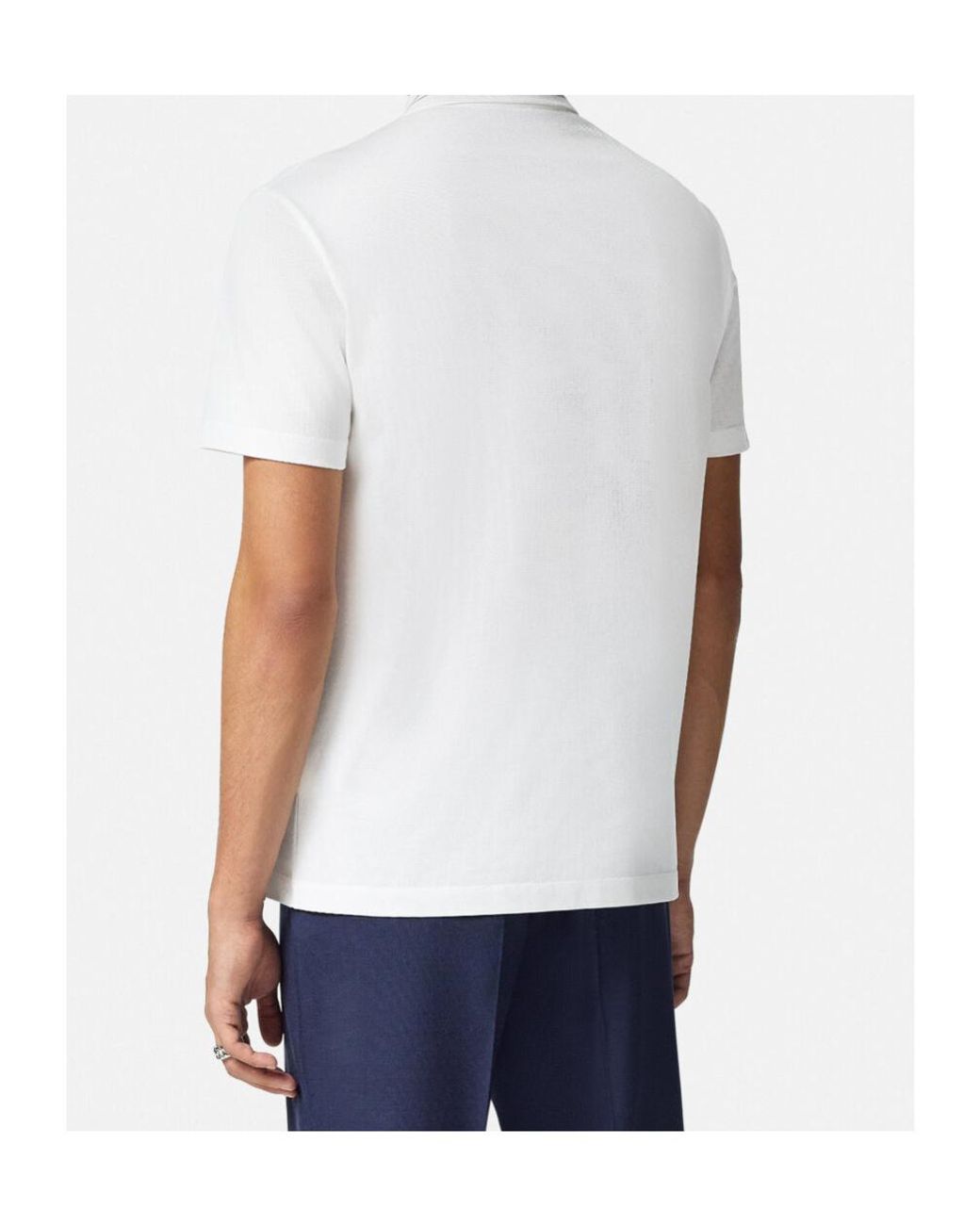 Versace White Medusa-Embroidered Short-Sleeved Polo Shirt for men