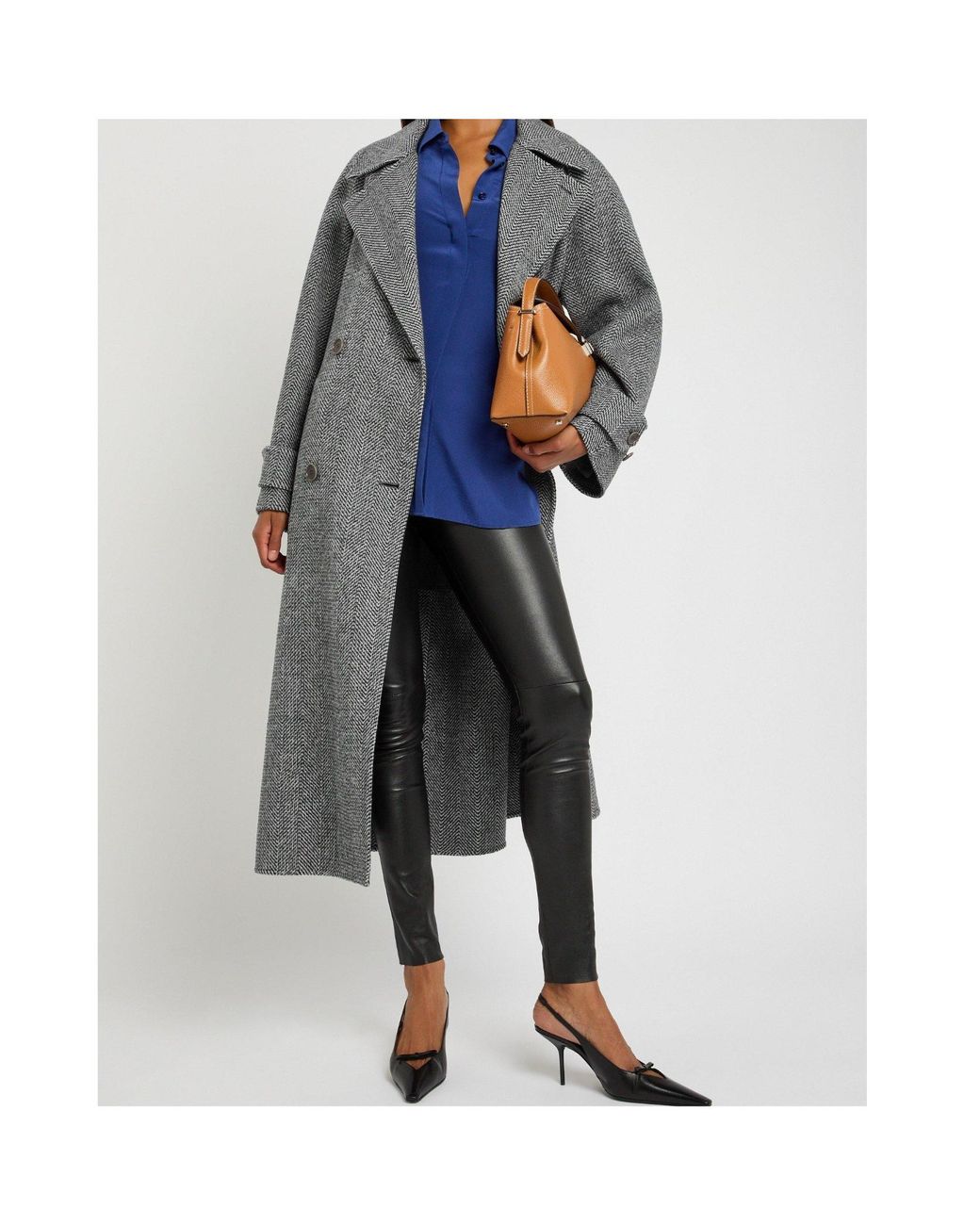 Joseph Gray Tight-Fitting Stretch Leather Pants