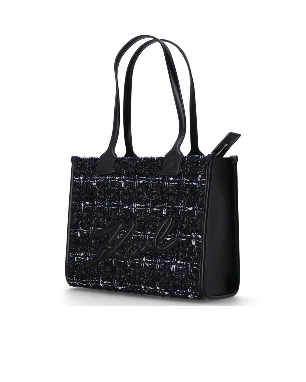 Karl Lagerfeld Black Logo-Appliqué Top-Handle Tote Bag