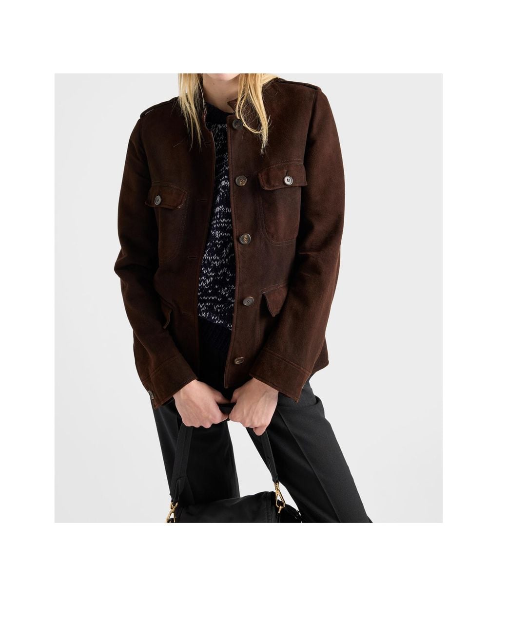 Prada Brown Long-Sleeved Button-Up Jacket