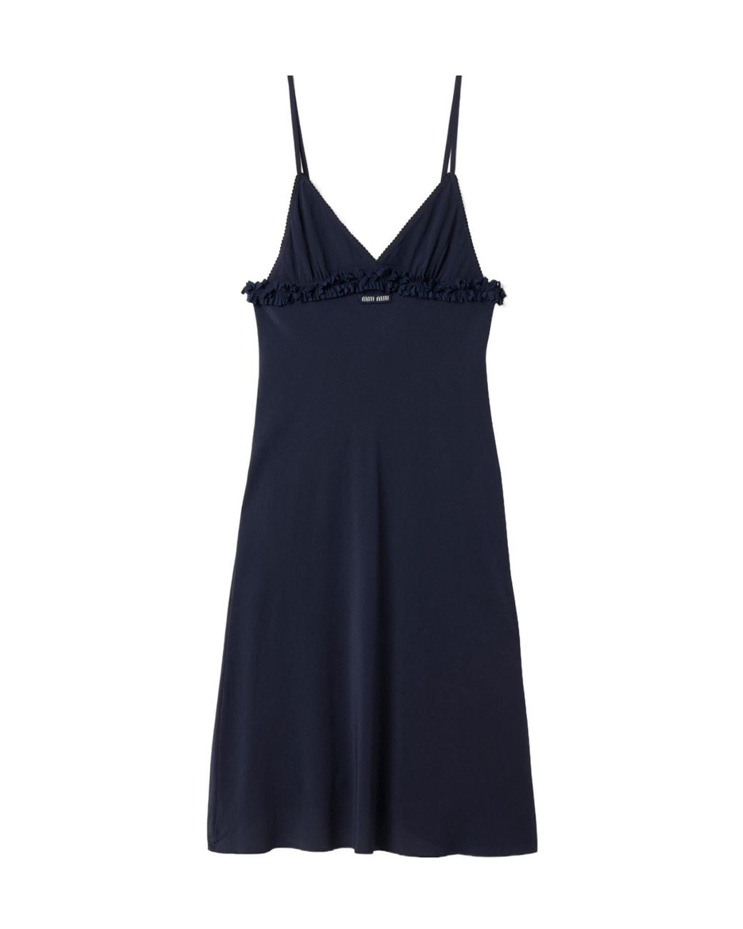 Miu Miu Blue Embroidered Marocain Crepe Dress
