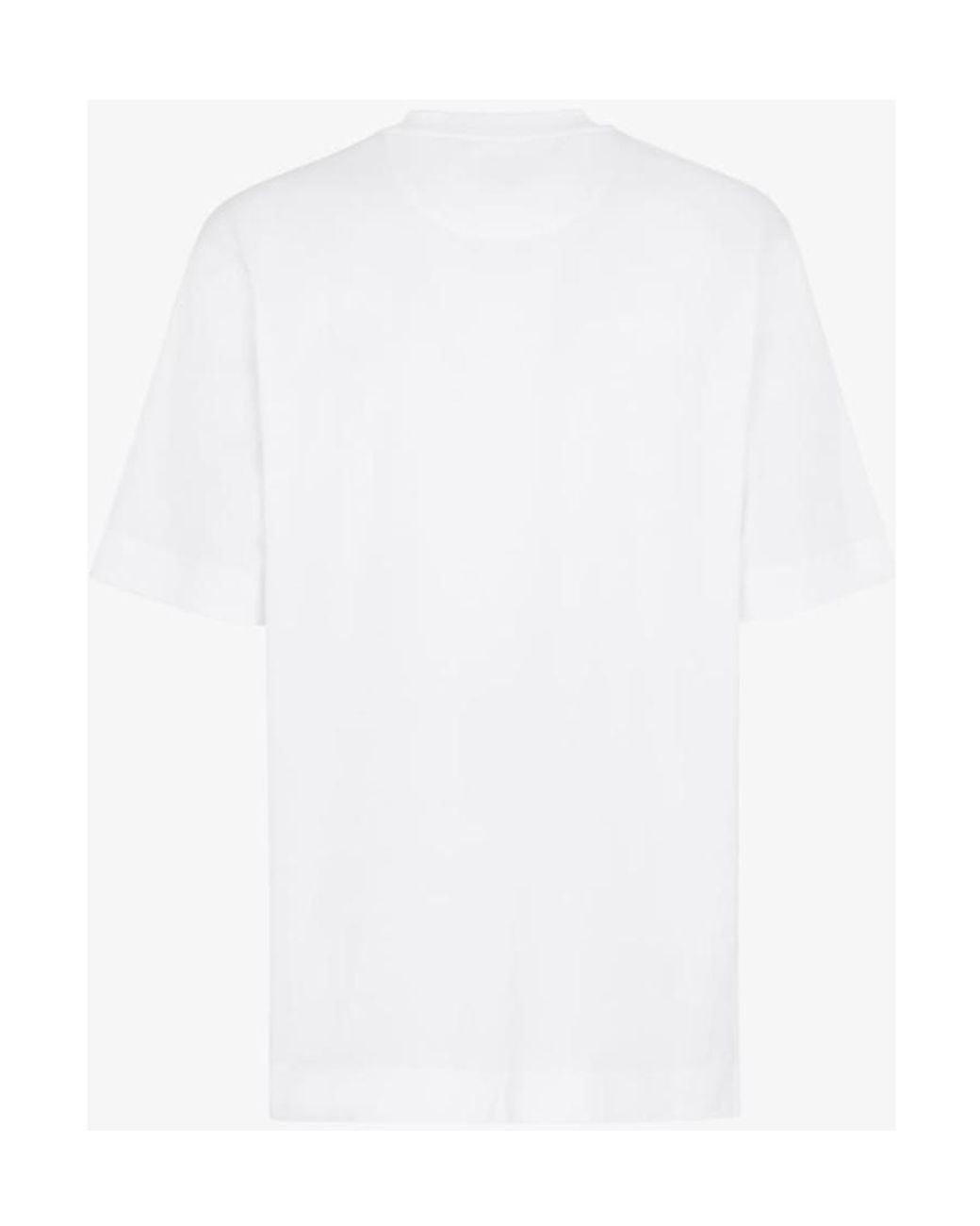 Fendi White Ff Motif Crewneck T-Shirt for men