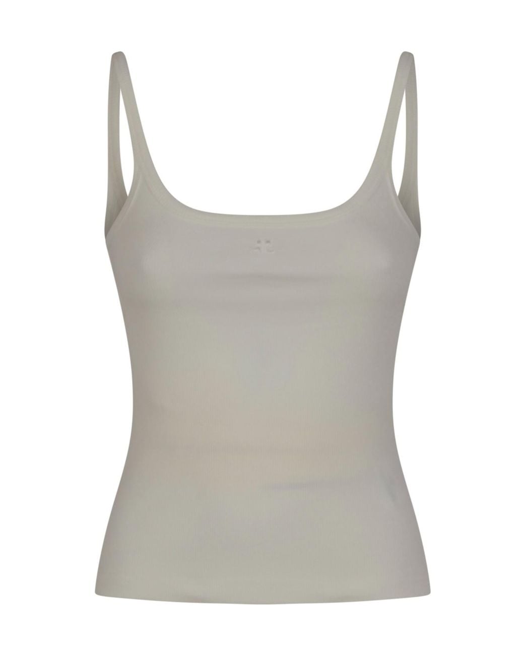 Courreges Gray Logo-Embroidered Tank Top