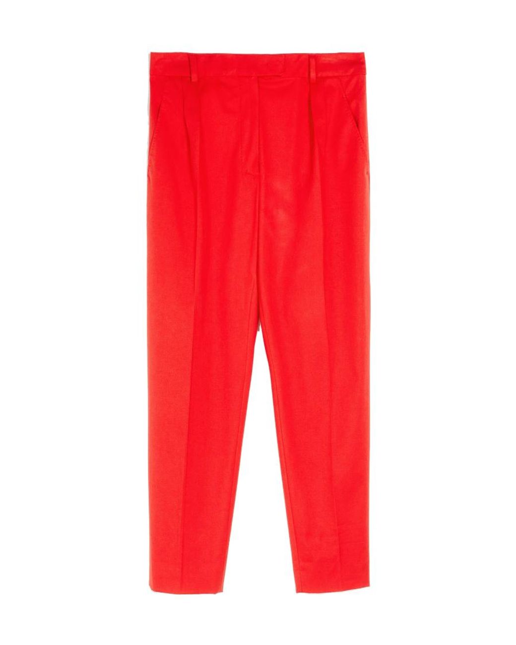 Max Mara Red Stretch Cotton Gabardine Pipe Pants